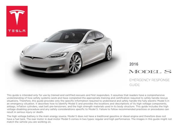 Model S | 2016 Emergency Response Guide - Page 1