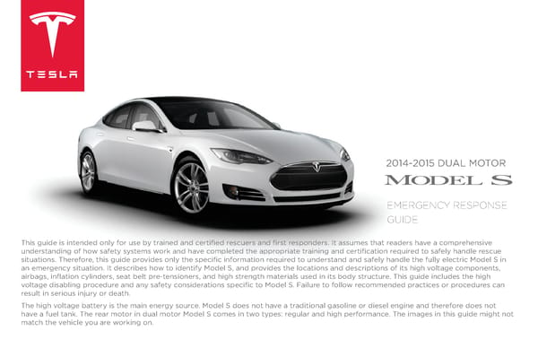 Model S | 2014-2015 Emergency Response Guide - Page 1